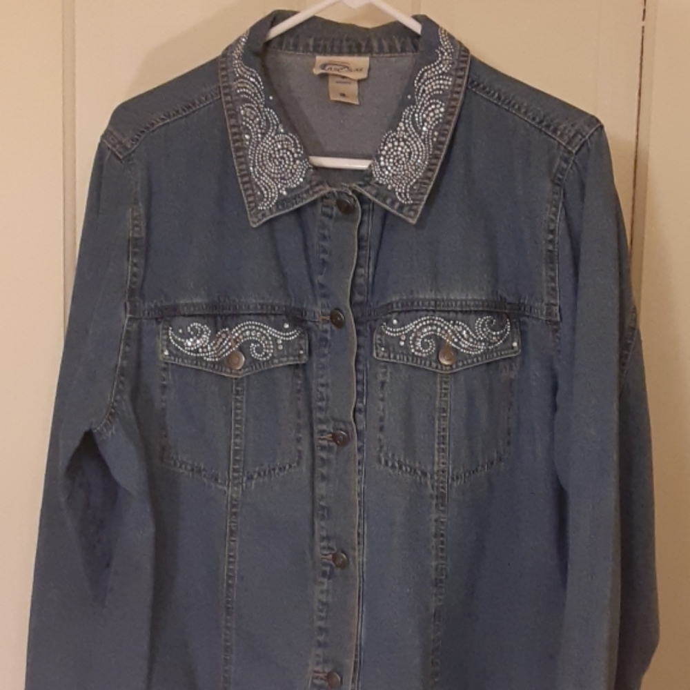 Las Olas Studded Denim Jacket, XL